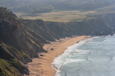 Daytime aerial view on the beach
